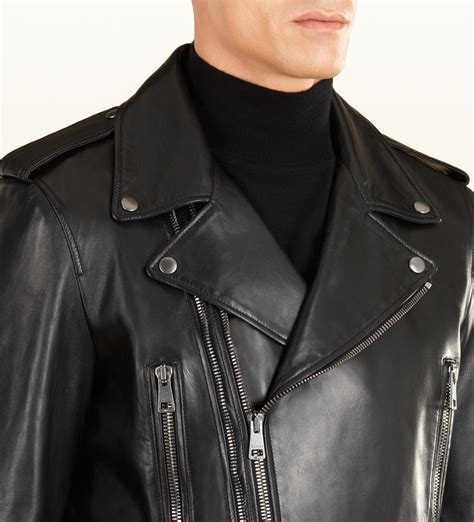 gucci black leather coat|vintage gucci leather jacket men's.